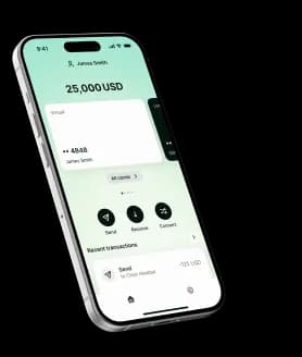 The Ortix app showing a 25,000 USD virtual card balance