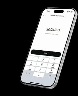 The Ortix app on a screen for sending 200 USD to another user