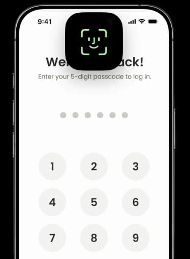A Face ID authentication screen prompting for a passcode