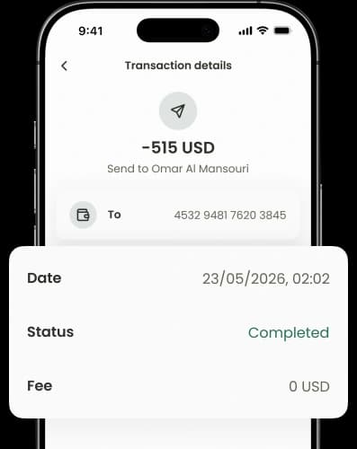 A transaction details screen showing a completed payment